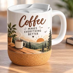 Custom Cork Base Mug with Lid