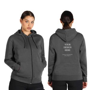 Custom Unisex Zip Hoodie Dark Grey